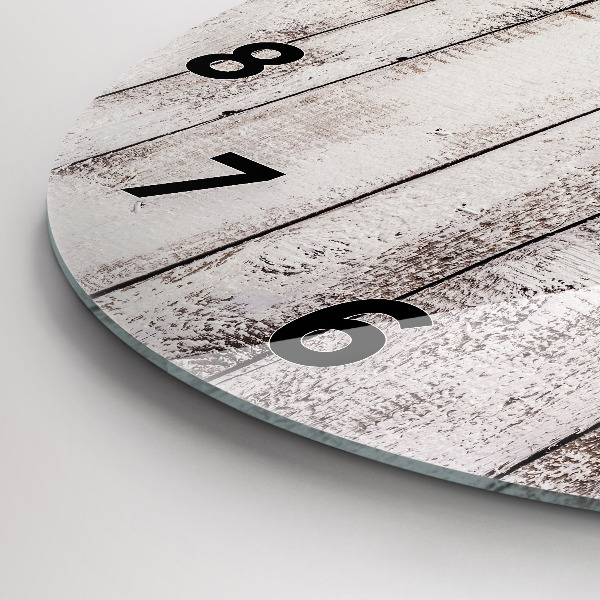 Ceas rotund de perete din sticlă Scânduri din lemn strălucitor