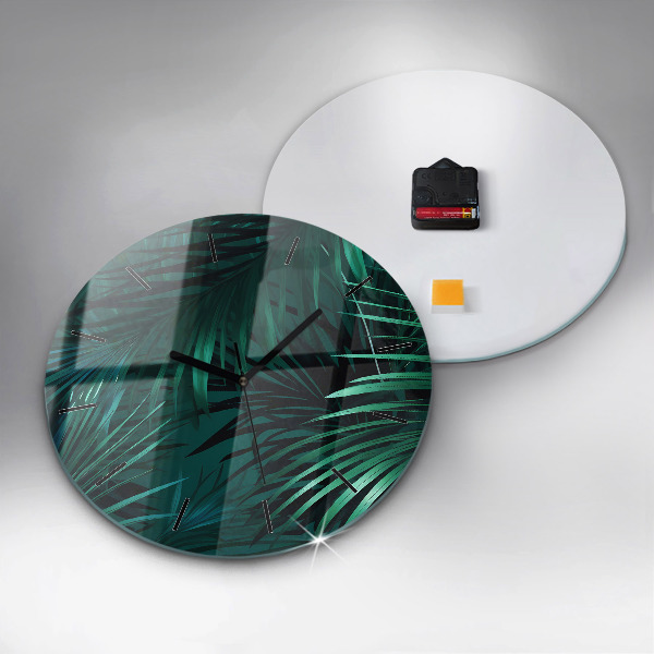 Ceas rotund de perete din sticlă Frunze tropicale