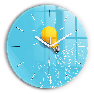 Ceas rotund de perete din sticlă Desen bec