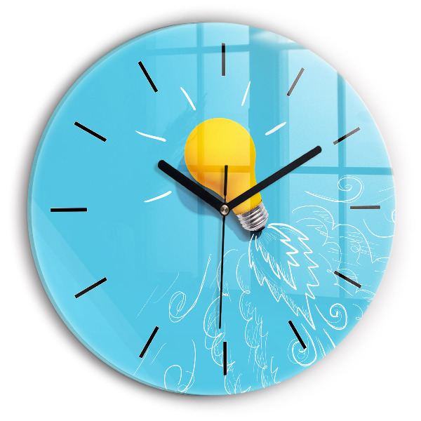 Ceas rotund de perete din sticlă Desen bec