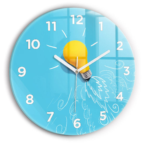 Ceas rotund de perete din sticlă Desen bec