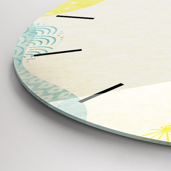 Ceas rotund de perete din sticlă Rama cu modele