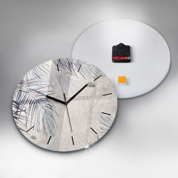Ceas rotund de perete din sticlă Frunza de palmier