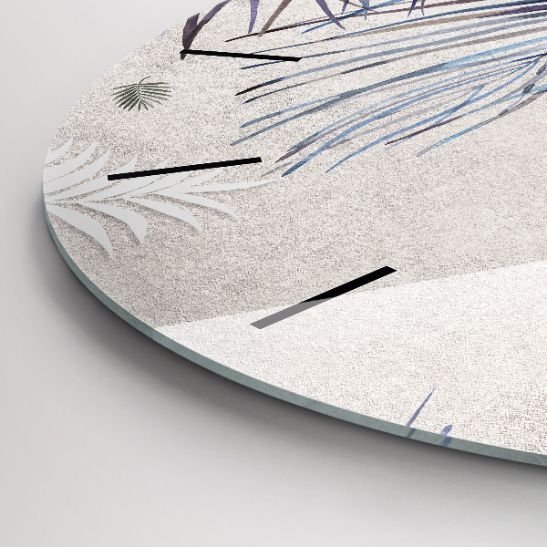 Ceas rotund de perete din sticlă Frunza de palmier