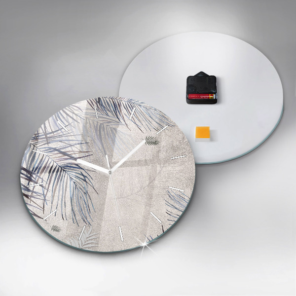 Ceas rotund de perete din sticlă Frunza de palmier