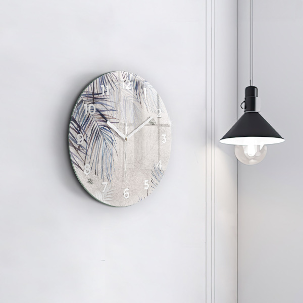 Ceas rotund de perete din sticlă Frunza de palmier