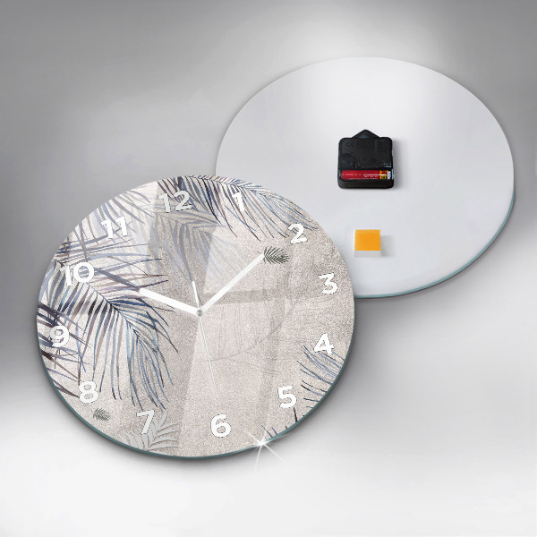 Ceas rotund de perete din sticlă Frunza de palmier