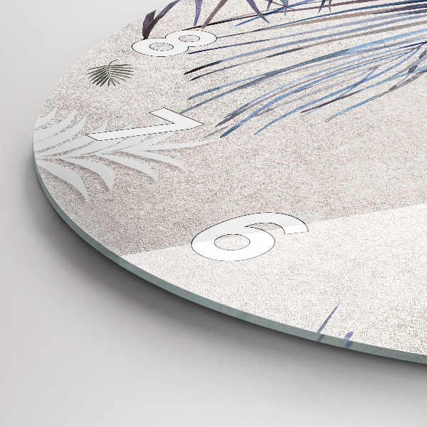 Ceas rotund de perete din sticlă Frunza de palmier