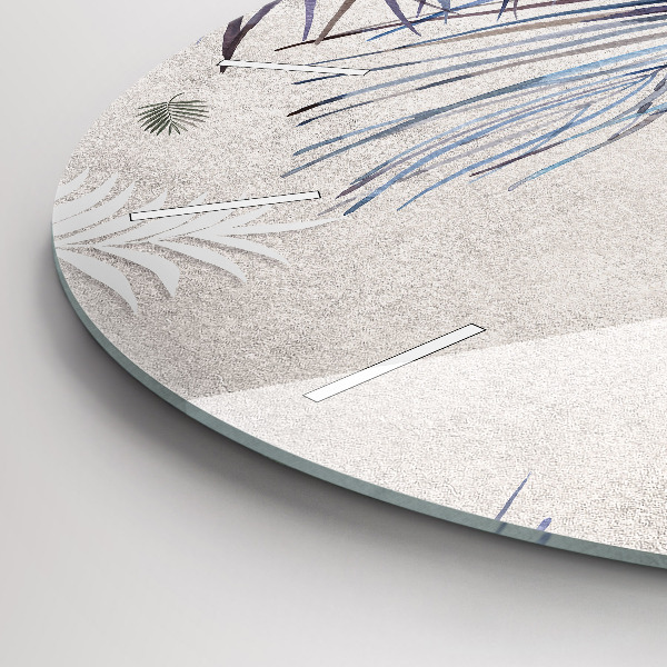 Ceas rotund de perete din sticlă Frunza de palmier