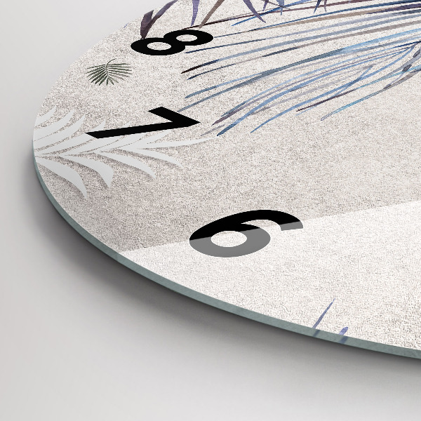 Ceas rotund de perete din sticlă Frunza de palmier