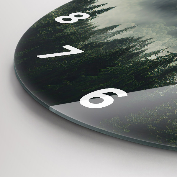 Ceas rotund de perete din sticlă Peisaj forestier