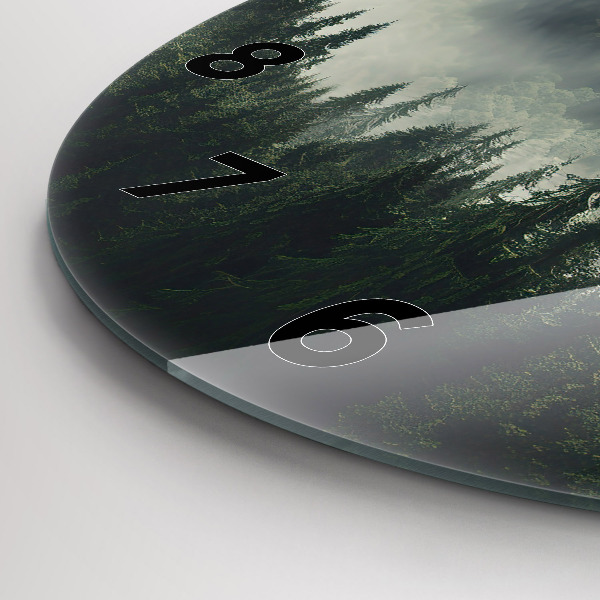 Ceas rotund de perete din sticlă Peisaj forestier