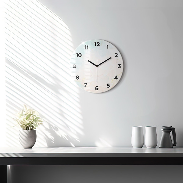 Ceas rotund de perete din sticlă Marmură acuarelă