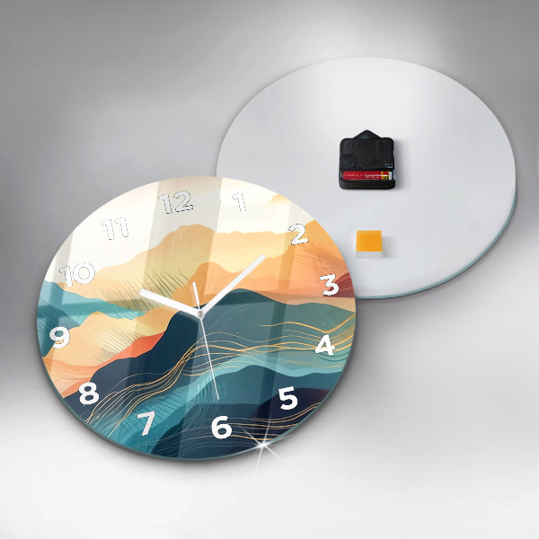 Ceas rotund de perete din sticlă Peisaj montan