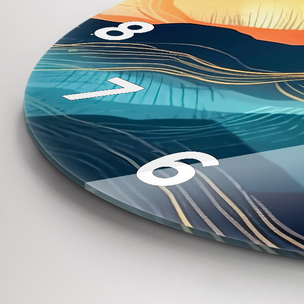 Ceas rotund de perete din sticlă Peisaj montan