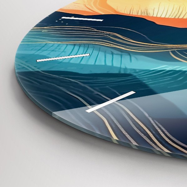 Ceas rotund de perete din sticlă Peisaj montan