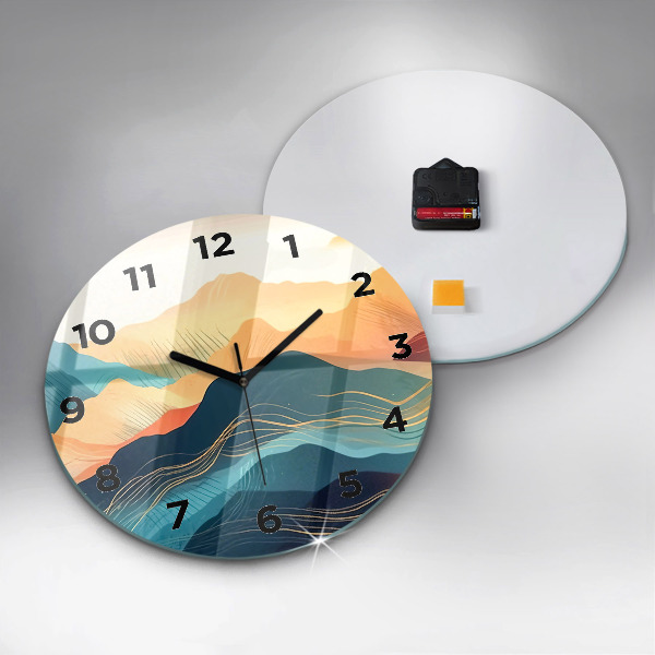 Ceas rotund de perete din sticlă Peisaj montan