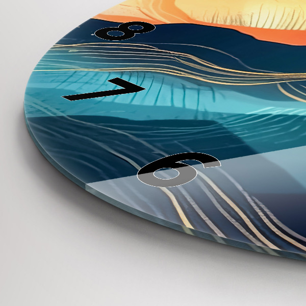 Ceas rotund de perete din sticlă Peisaj montan