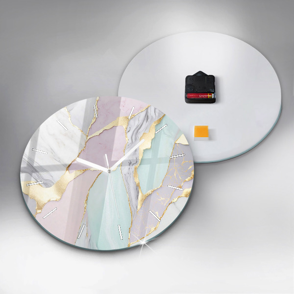 Ceas rotund de perete din sticlă Model de marmură