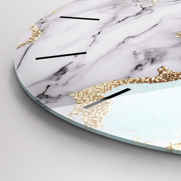 Ceas rotund de perete din sticlă Marmură pastel