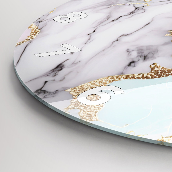 Ceas rotund de perete din sticlă Marmură pastel