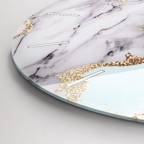 Ceas rotund de perete din sticlă Marmură pastel