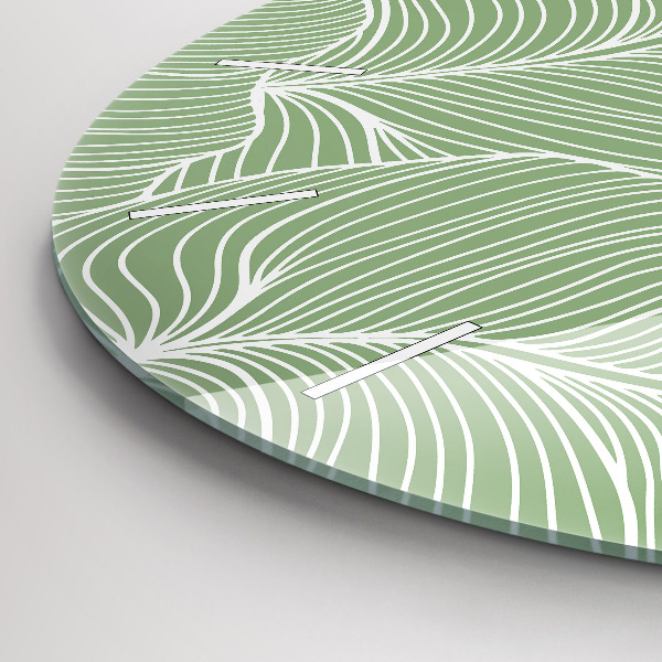 Ceas rotund de perete din sticlă Modelul frunzelor naturii