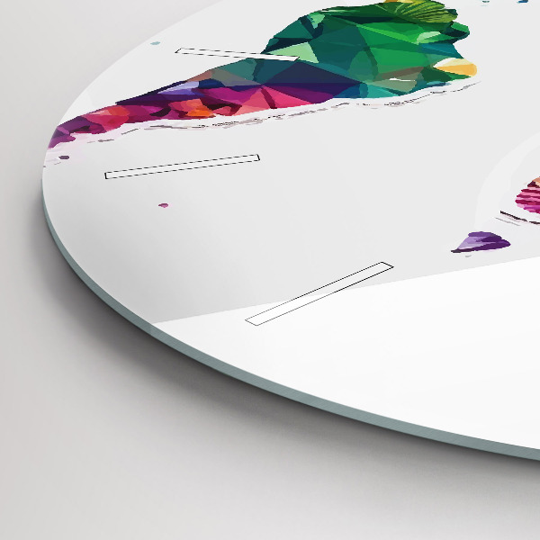 Ceas rotund de perete din sticlă Harta lumii triunghiuri