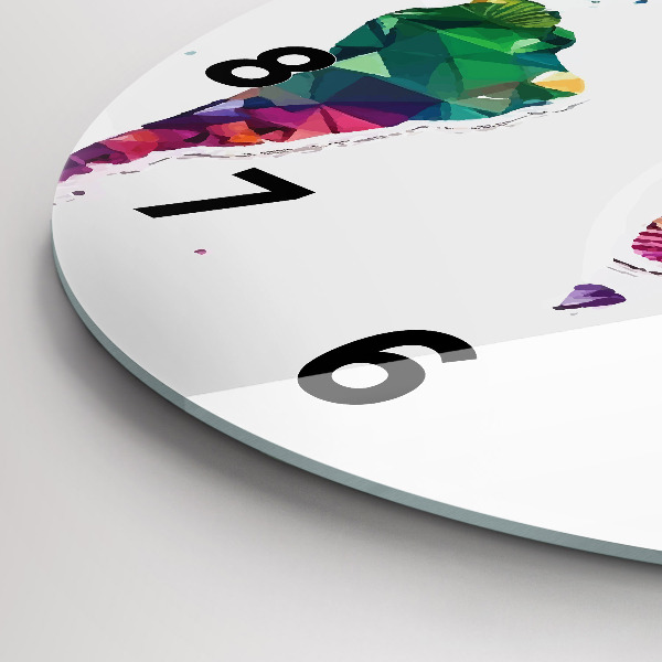 Ceas rotund de perete din sticlă Harta lumii triunghiuri