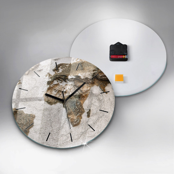 Ceas rotund de perete din sticlă Harta lumii vechi