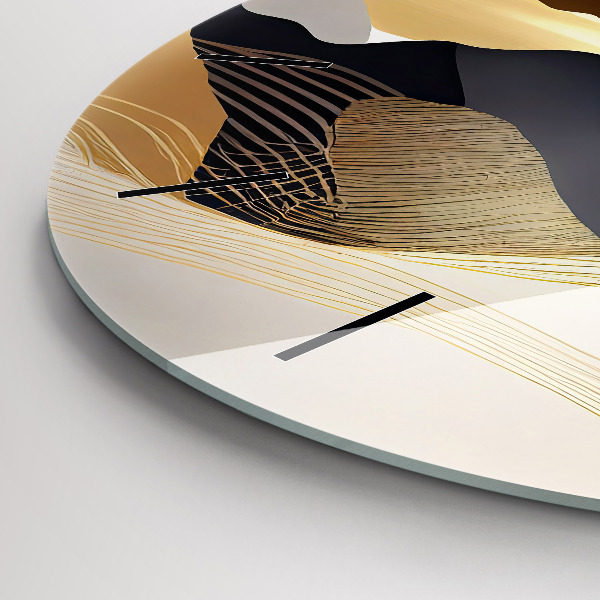 Ceas rotund de perete din sticlă Munți de aur abstracti