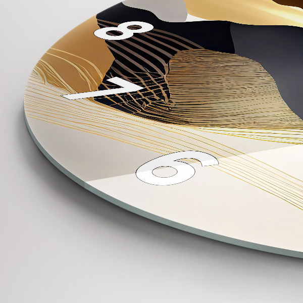 Ceas rotund de perete din sticlă Munți de aur abstracti