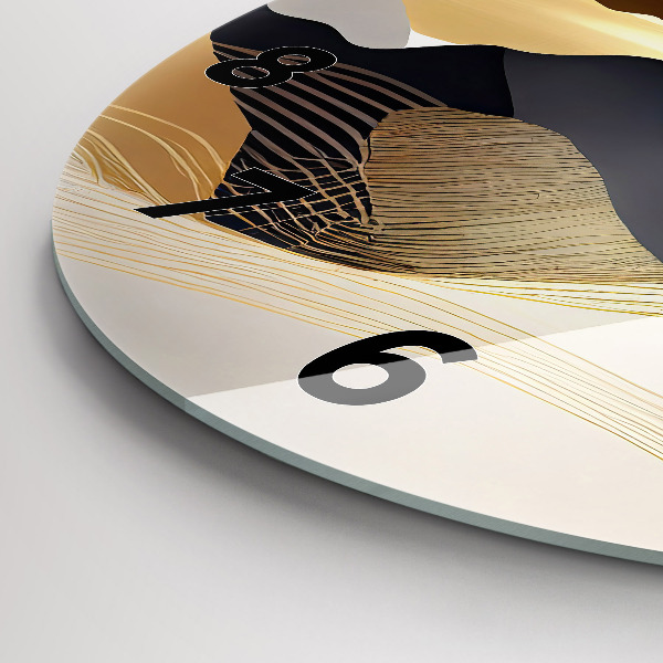 Ceas rotund de perete din sticlă Munți de aur abstracti