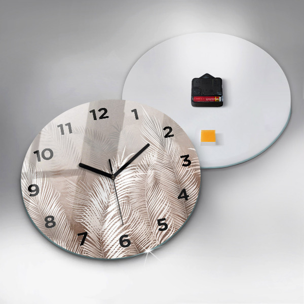 Ceas rotund de perete din sticlă Frunze tropicale boho