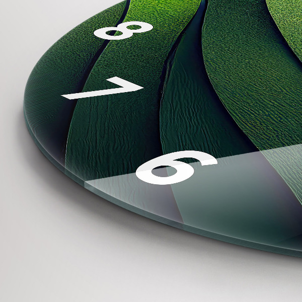 Ceas rotund de perete din sticlă Câmpuri verzi abstracte