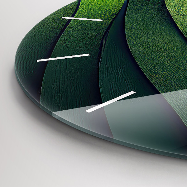 Ceas rotund de perete din sticlă Câmpuri verzi abstracte