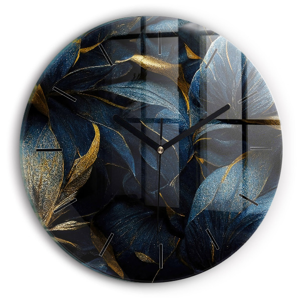 Ceas rotund de perete din sticlă Flori decorative