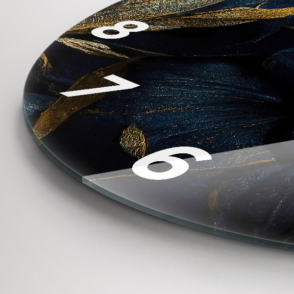 Ceas rotund de perete din sticlă Flori decorative