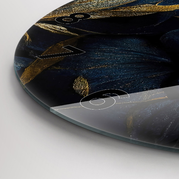 Ceas rotund de perete din sticlă Flori decorative