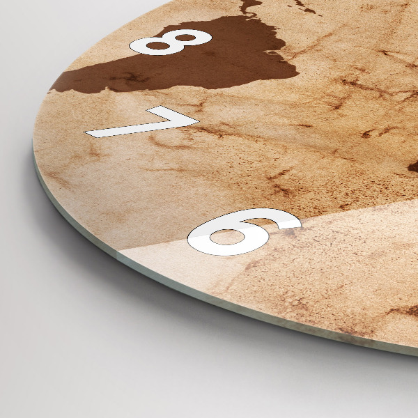 Ceas rotund de perete din sticlă Harta lumii vintage