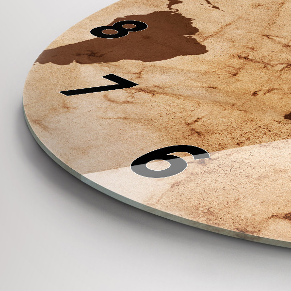 Ceas rotund de perete din sticlă Harta lumii vintage