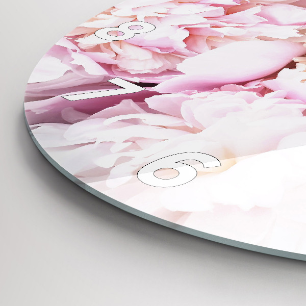 Ceas rotund de perete din sticlă Flori decorative