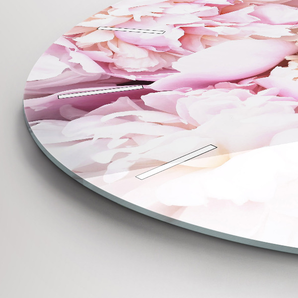 Ceas rotund de perete din sticlă Flori decorative