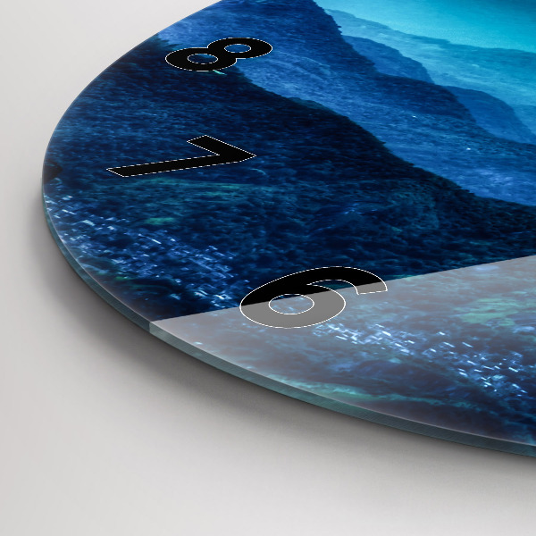 Ceas rotund de perete din sticlă Acuarelă munți