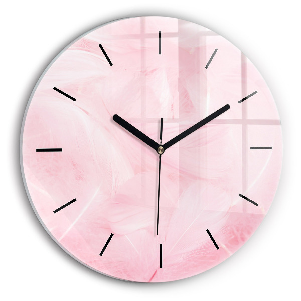 Ceas rotund de perete din sticlă Pene – abstracție