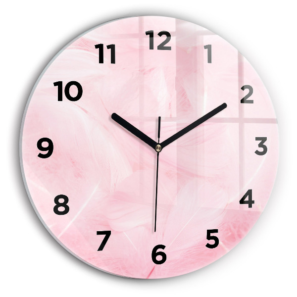 Ceas rotund de perete din sticlă Pene – abstracție