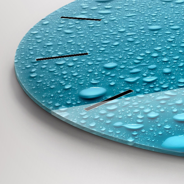 Ceas rotund de perete din sticlă Picături de apă pe sticlă