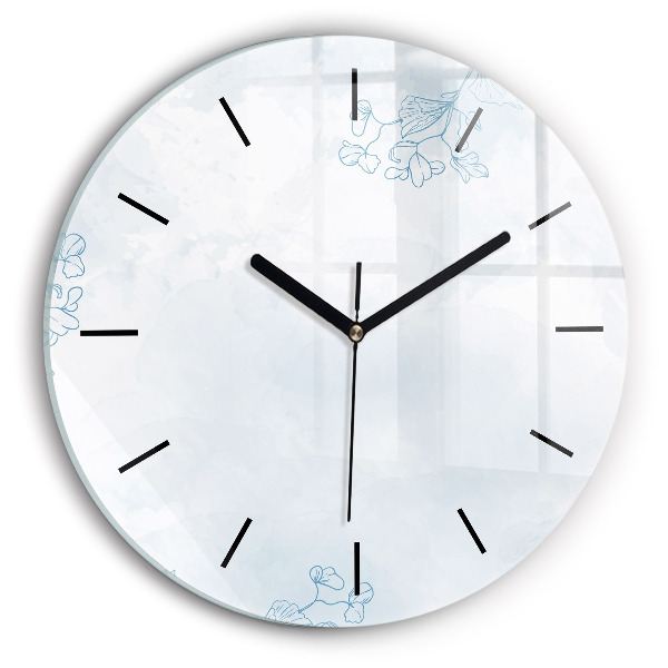 Ceas rotund de perete din sticlă Schița plantei