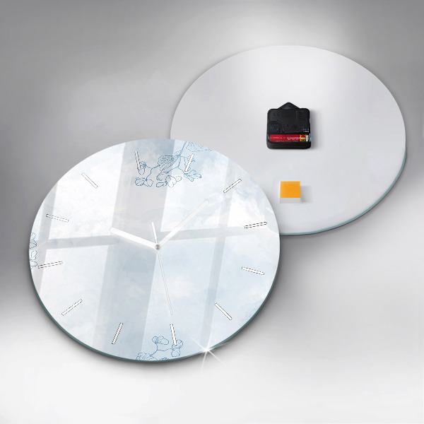 Ceas rotund de perete din sticlă Schița plantei