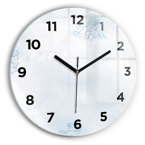 Ceas rotund de perete din sticlă Schița plantei